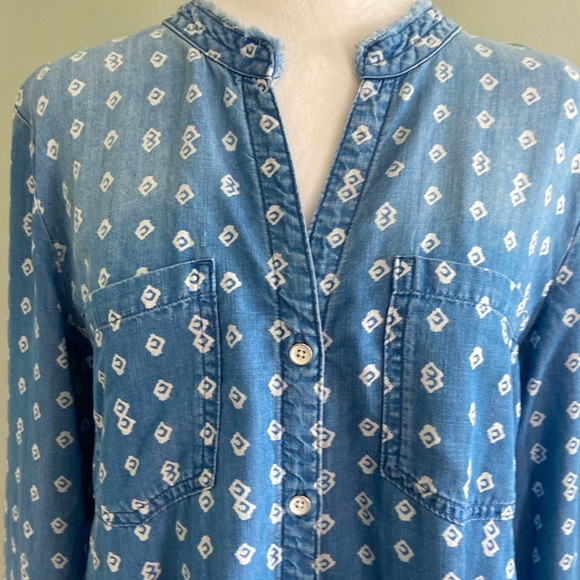 Anthropologie Cloth and Stone Chambray Printed Shirt Dress Size S - Picture 2 of 10